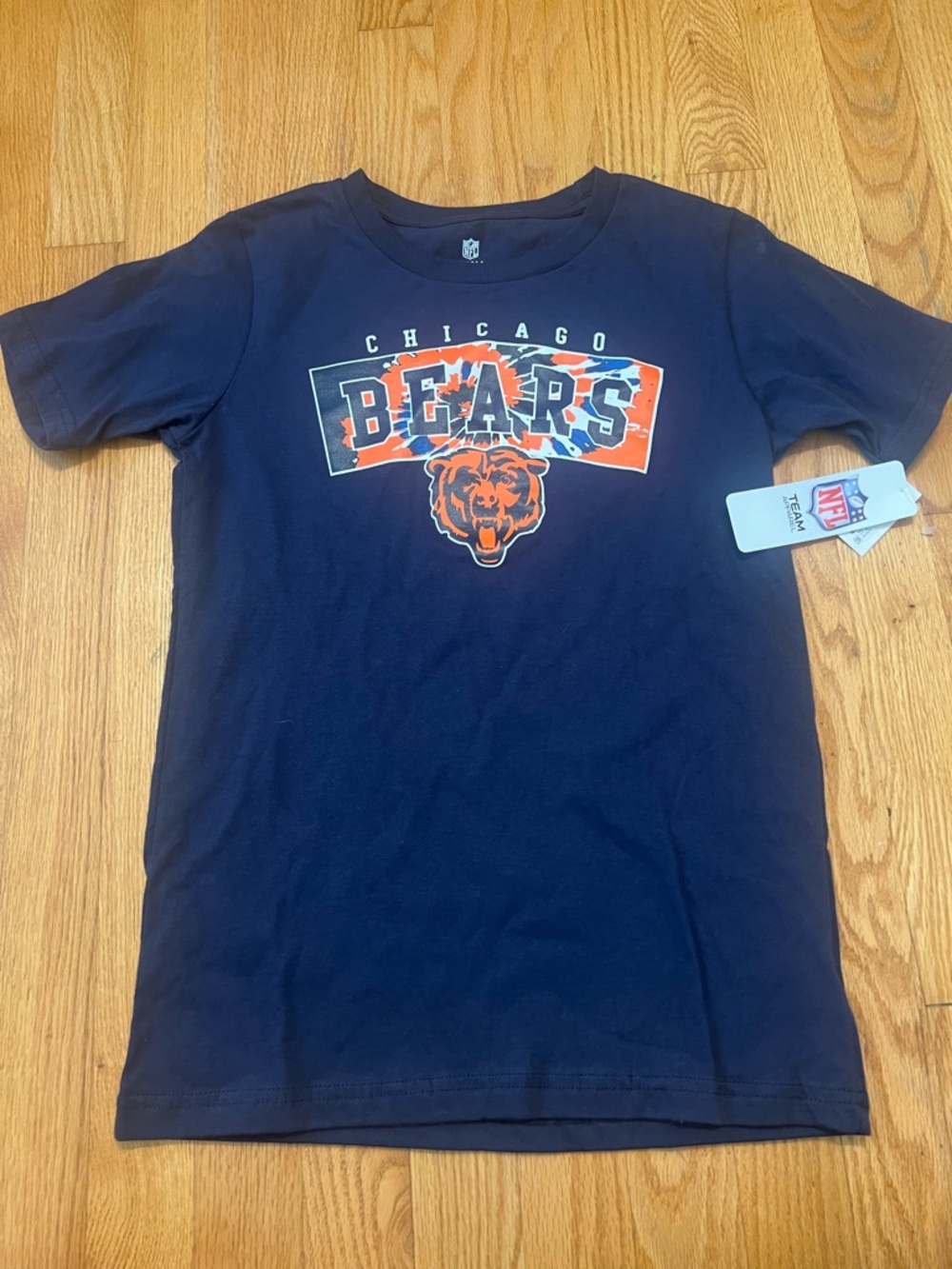 NFL Chicago Bears Navy Blue Tee shirt with Orange Accent Logo